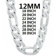 ZRB Solid 925 Sterling Silver Necklace For Men Classic 12mm Cuban Chain 18/20/22/24/26/28/30 Inch Charm Fashion Jewelry Gift